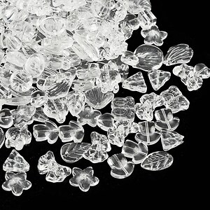 Margele de sticla gradient forme mixte 8-23x8-20mm - alb (50 grame)