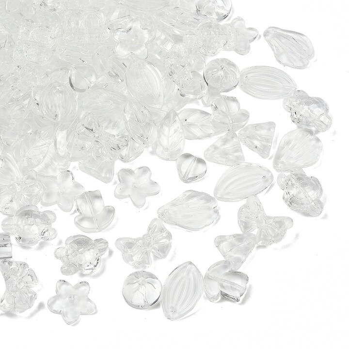 Margele de sticla gradient forme mixte 8-23x8-20mm - alb (50 grame)