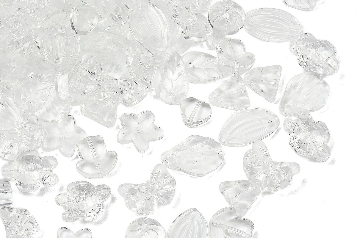 Margele de sticla gradient forme mixte 8-23x8-20mm - alb (50 grame)