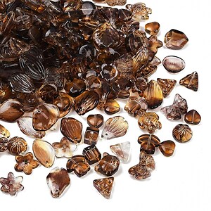 Margele de sticla gradient forme mixte 8-23x8-20mm - maro (50 grame)