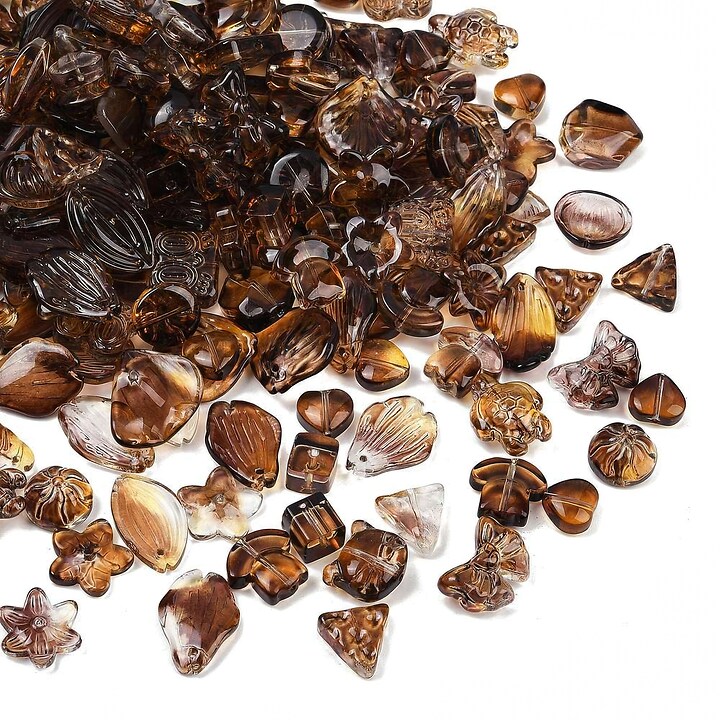 Margele de sticla gradient forme mixte 8-23x8-20mm - maro (50 grame)