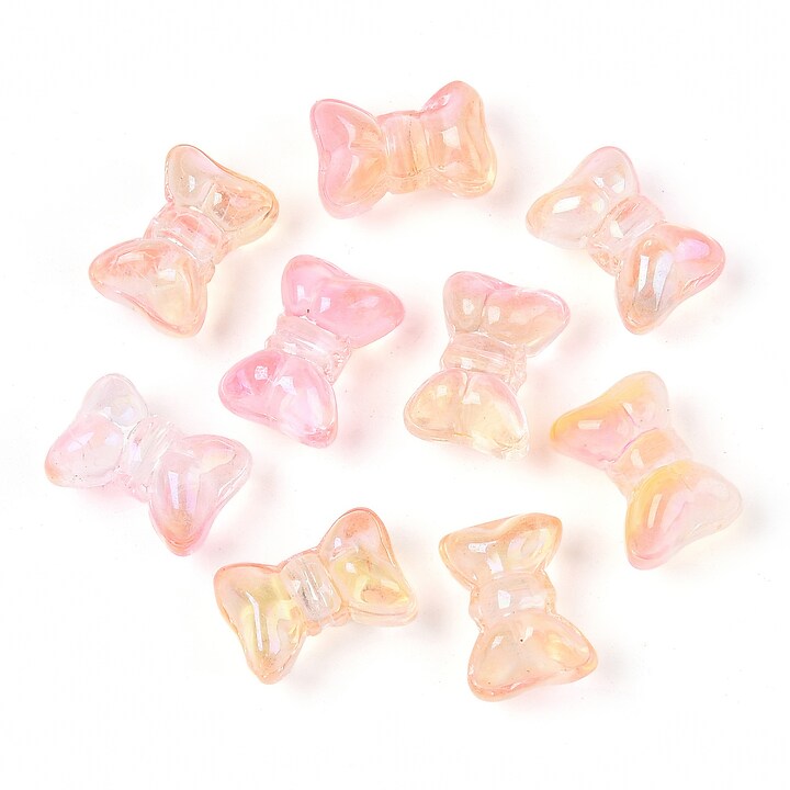 Margele de sticla fundita 10x14mm - degradee roz (50 grame)