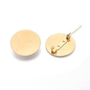 Baza brosa otel inoxidabil 304 auriu cu platou pentru cabochon 30mm