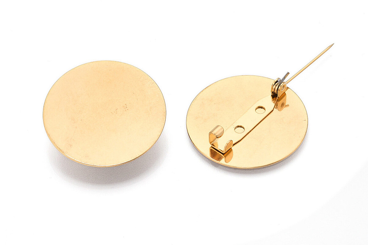 Baza brosa otel inoxidabil 304 auriu cu platou pentru cabochon 30mm