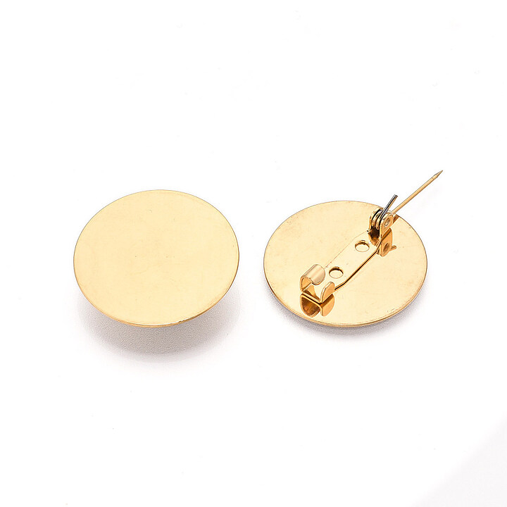 Baza brosa otel inoxidabil 304 auriu cu platou pentru cabochon 25mm