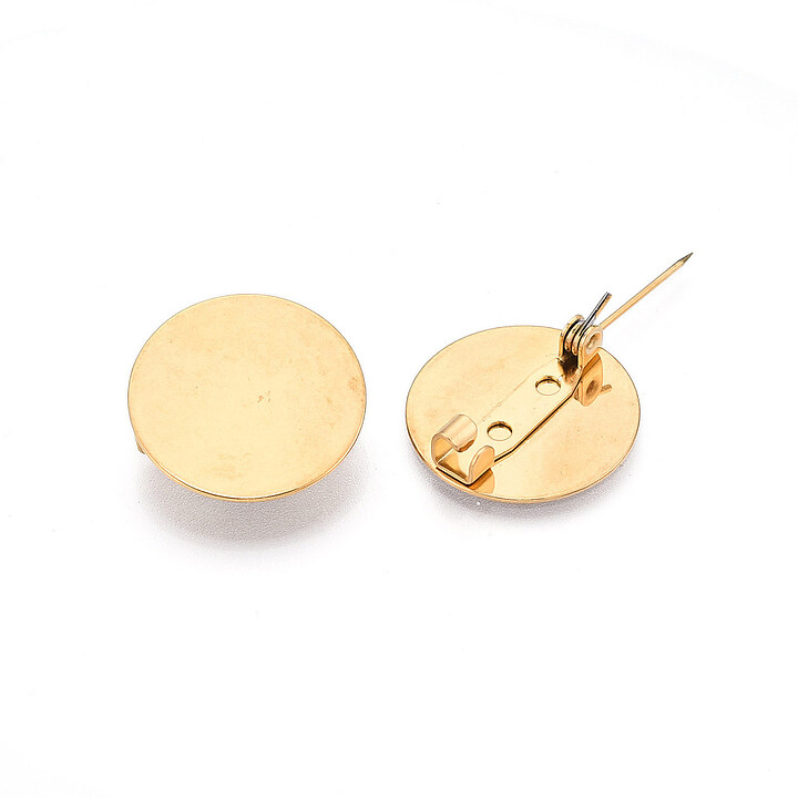 Baza brosa otel inoxidabil 304 auriu cu platou pentru cabochon 20mm