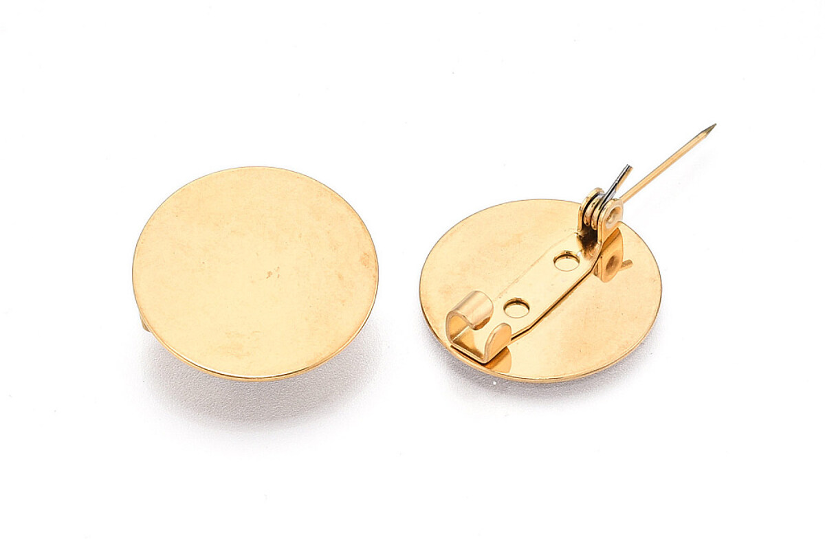 Baza brosa otel inoxidabil 304 auriu cu platou pentru cabochon 20mm