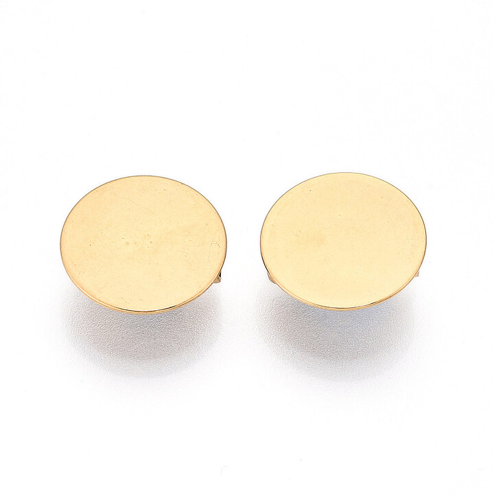 Baza brosa otel inoxidabil 304 auriu cu platou pentru cabochon 15mm