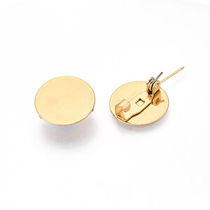 Baza brosa otel inoxidabil 304 auriu cu platou pentru cabochon 15mm