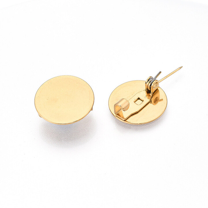 Baza brosa otel inoxidabil 304 auriu cu platou pentru cabochon 15mm