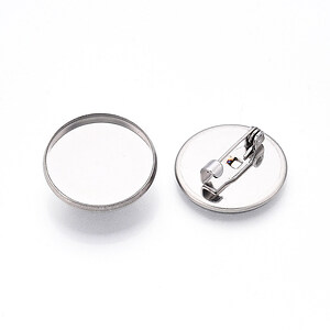 Baza brosa otel inoxidabil 304 cu platou pentru cabochon 18mm