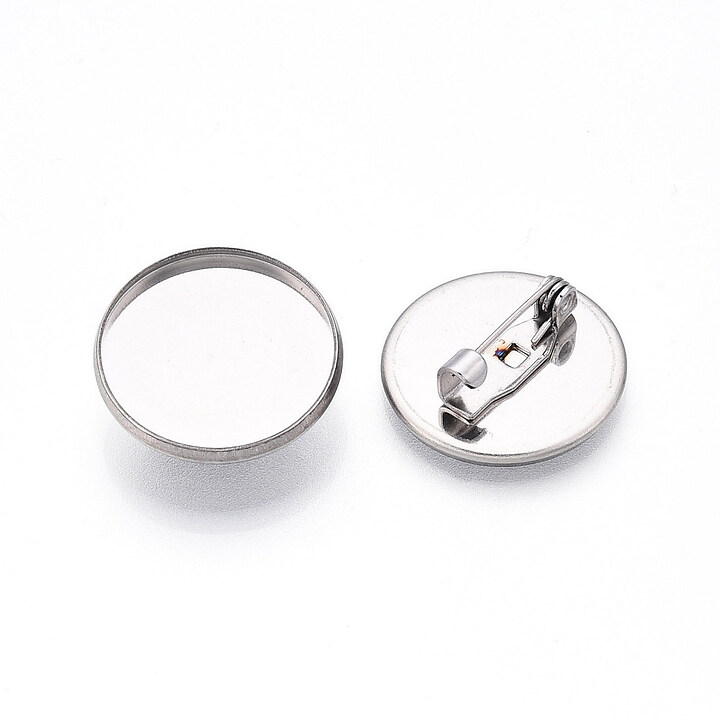 Baza brosa otel inoxidabil 304 cu platou pentru cabochon 19,5mm