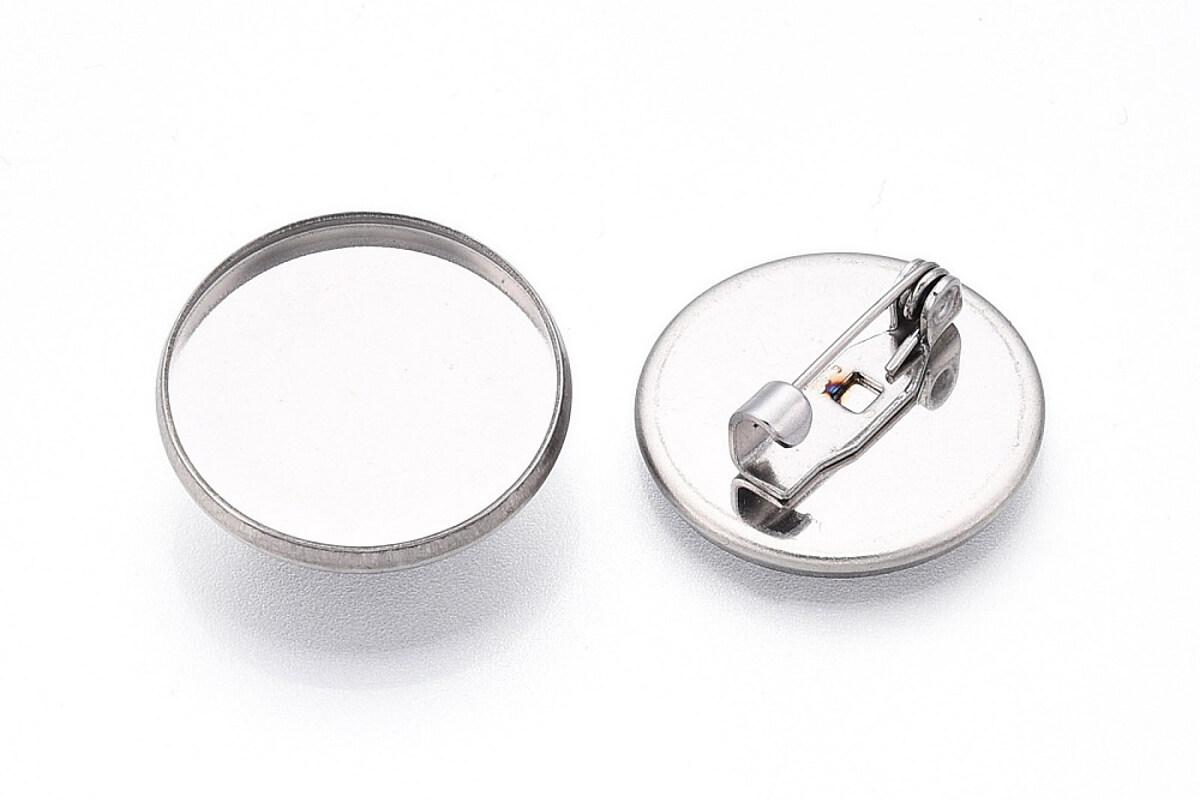 Baza brosa otel inoxidabil 304 cu platou pentru cabochon 19,5mm