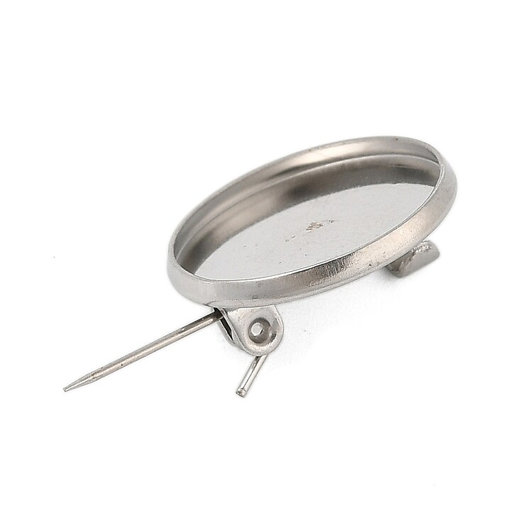 Baza brosa otel inoxidabil 304 cu platou pentru cabochon 17,5mm
