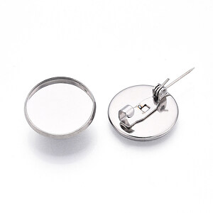 Baza brosa otel inoxidabil 304 cu platou pentru cabochon 17,5mm