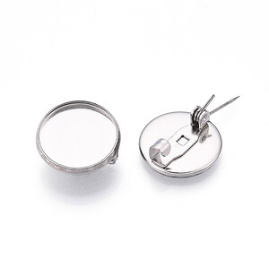 Baza brosa otel inoxidabil 304 cu platou pentru cabochon 15,5mm