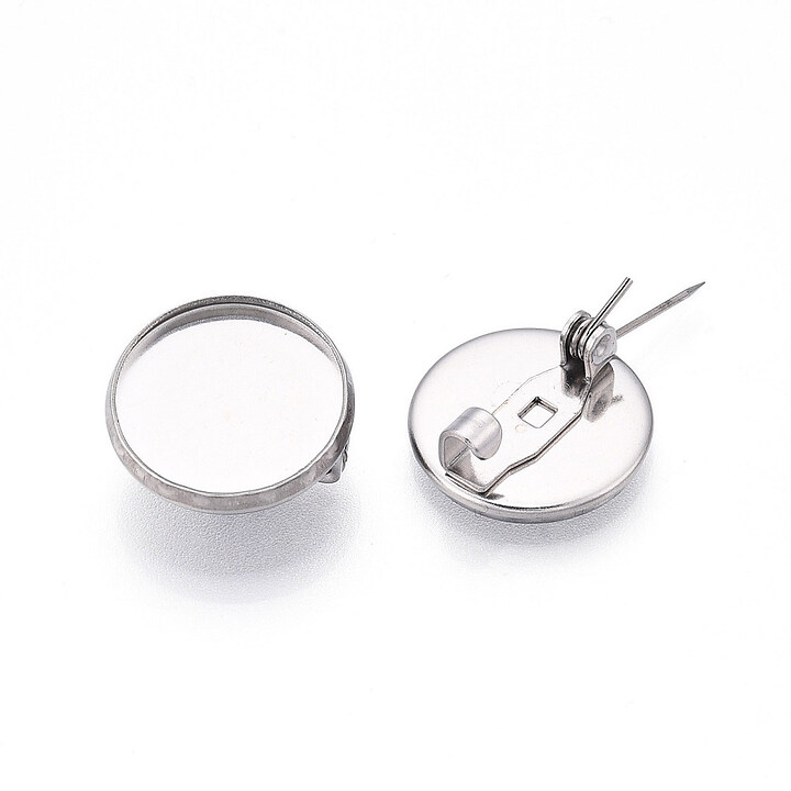Baza brosa otel inoxidabil 304 cu platou pentru cabochon 15,5mm