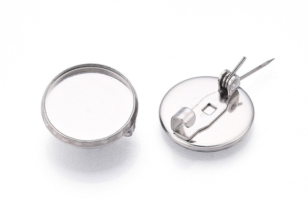 Baza brosa otel inoxidabil 304 cu platou pentru cabochon 15,5mm