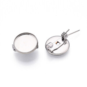 Baza brosa otel inoxidabil 304 cu platou pentru cabochon 13,5mm