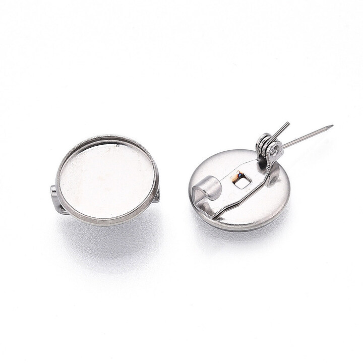 Baza brosa otel inoxidabil 304 cu platou pentru cabochon 12mm