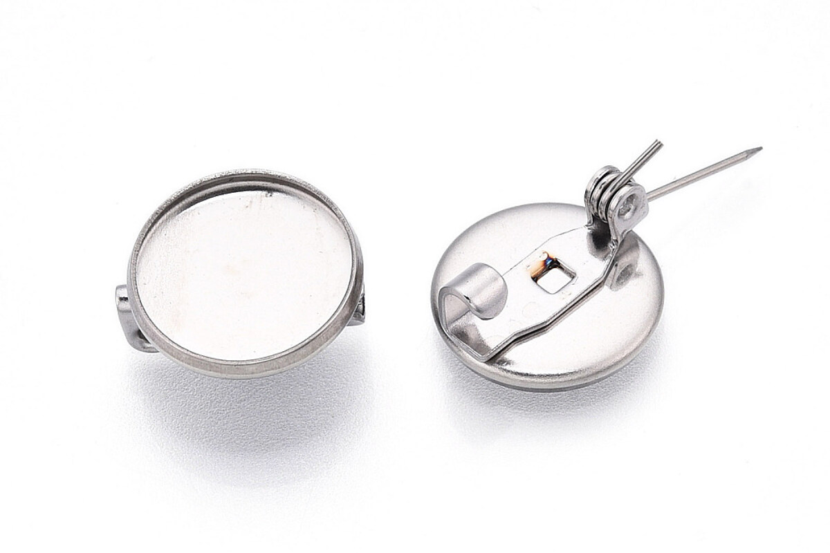 Baza brosa otel inoxidabil 304 cu platou pentru cabochon 13,5mm