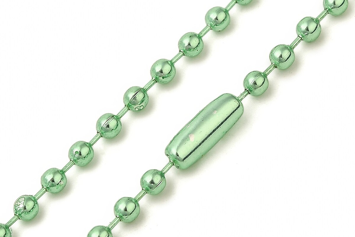 Lant metalic sudat cu bile 2,4mm cu inchizatoare, lungime 70cm - verde