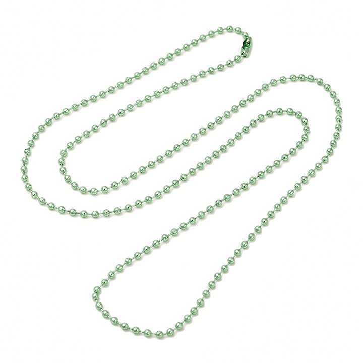 Lant metalic sudat cu bile 2,4mm cu inchizatoare, lungime 70cm - verde