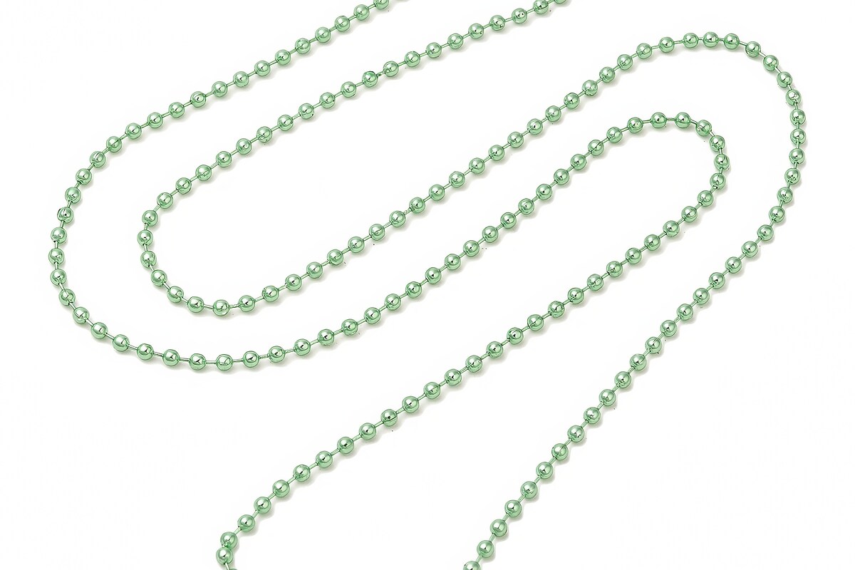 Lant metalic sudat cu bile 2,4mm cu inchizatoare, lungime 70cm - verde