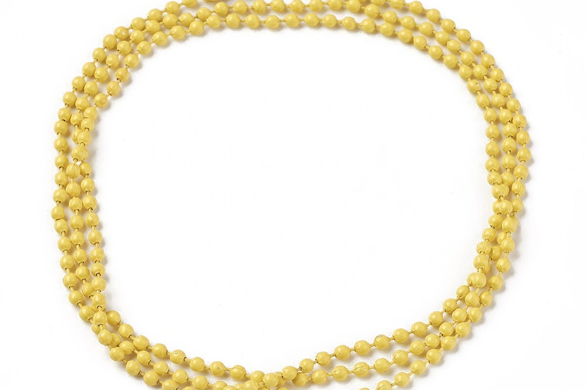 Lant metalic sudat cu bile 2,4mm cu inchizatoare, lungime 70cm - galben