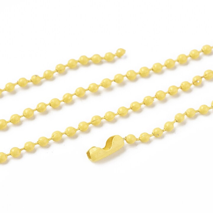 Lant metalic sudat cu bile 2,4mm cu inchizatoare, lungime 70cm - galben