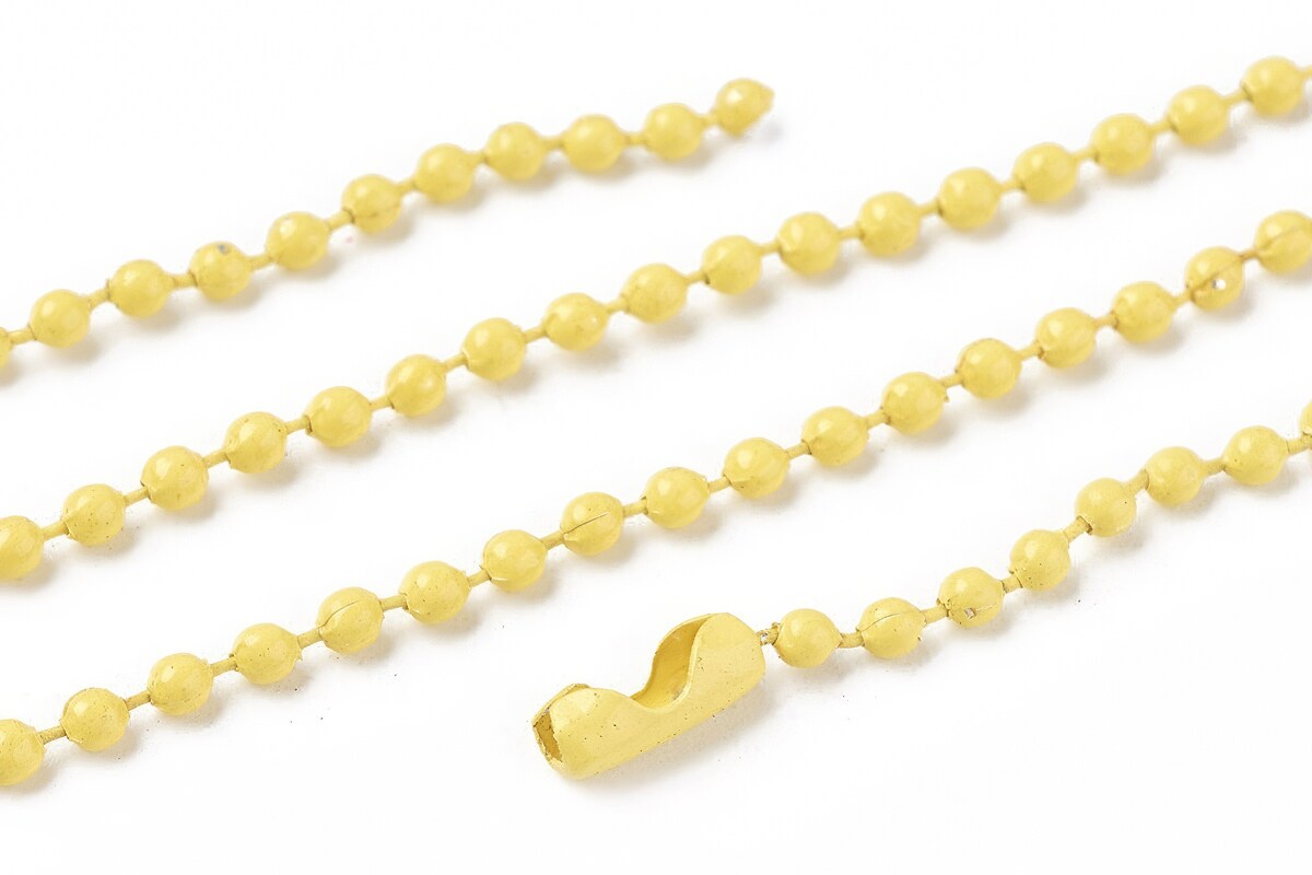 Lant metalic sudat cu bile 2,4mm cu inchizatoare, lungime 70cm - galben