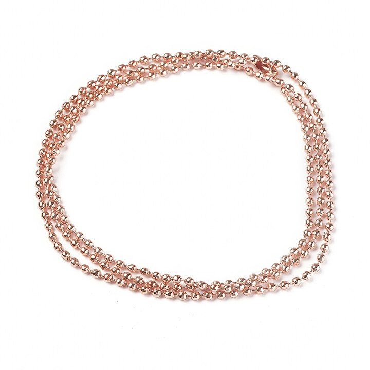Lant metalic sudat cu bile 2,4mm cu inchizatoare, lungime 70cm - rose gold