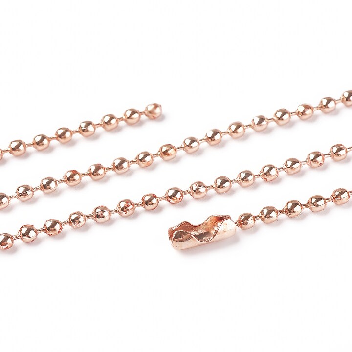Lant metalic sudat cu bile 2,4mm cu inchizatoare, lungime 70cm - rose gold