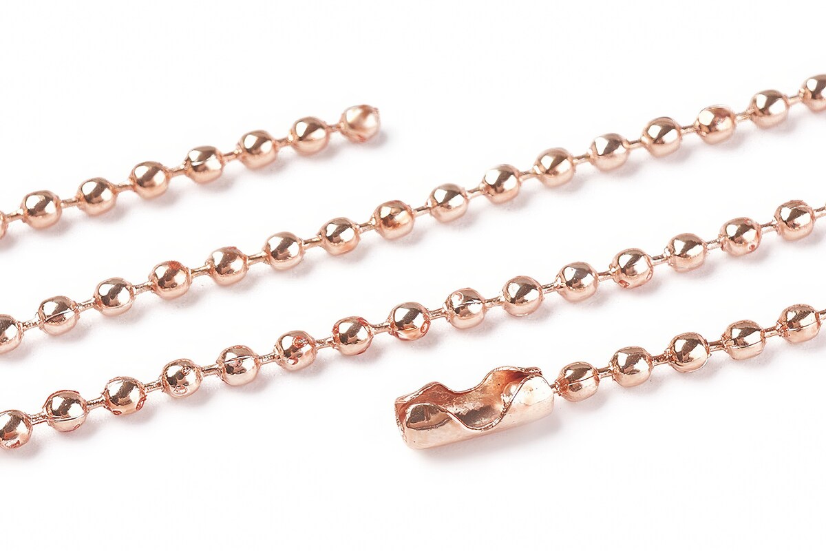Lant metalic sudat cu bile 2,4mm cu inchizatoare, lungime 70cm - rose gold