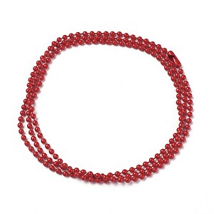Lant metalic sudat cu bile 2,4mm cu inchizatoare, lungime 70cm - rosu inchis