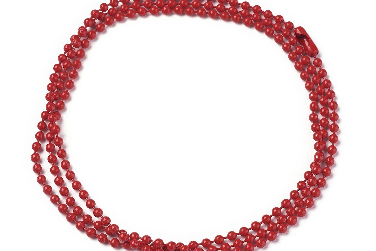Lant metalic sudat cu bile 2,4mm cu inchizatoare, lungime 70cm - rosu inchis
