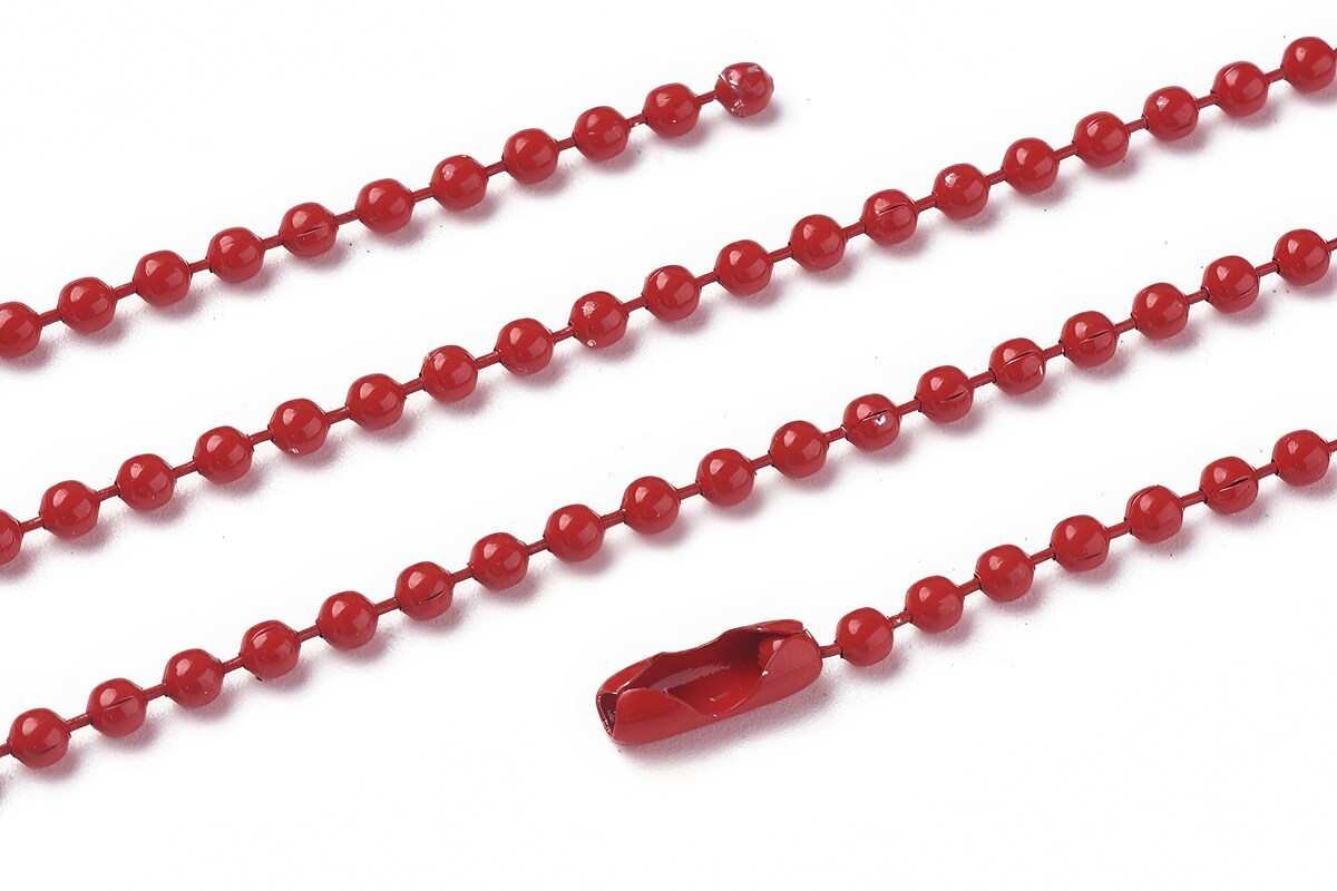 Lant metalic sudat cu bile 2,4mm cu inchizatoare, lungime 70cm - rosu inchis