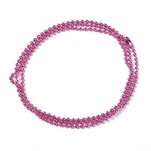 Lant metalic sudat cu bile 2,4mm cu inchizatoare, lungime 70cm - roz aprins