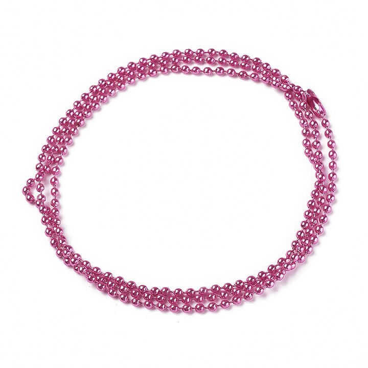 Lant metalic sudat cu bile 2,4mm cu inchizatoare, lungime 70cm - roz aprins