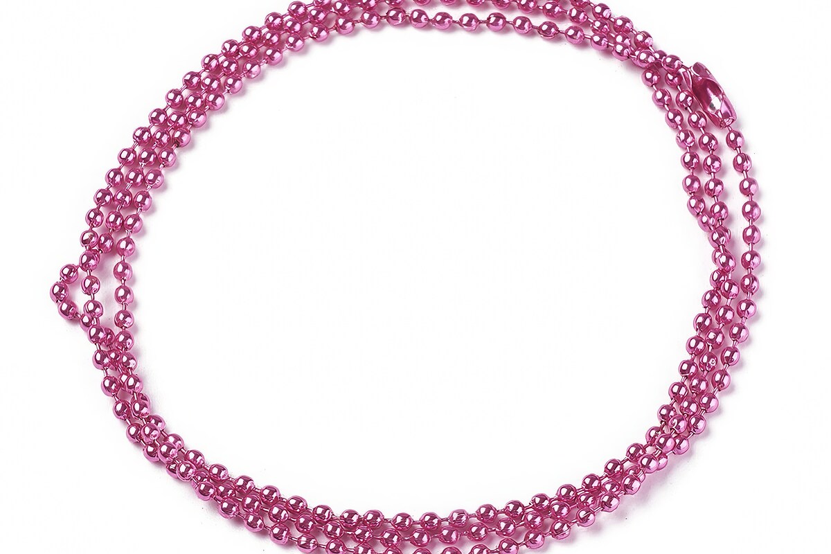 Lant metalic sudat cu bile 2,4mm cu inchizatoare, lungime 70cm - roz aprins
