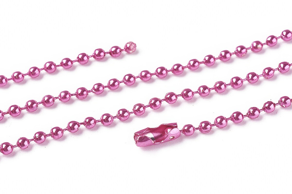 Lant metalic sudat cu bile 2,4mm cu inchizatoare, lungime 70cm - roz aprins