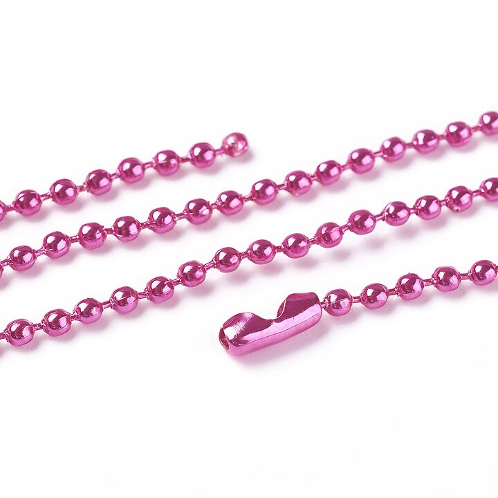 Lant metalic sudat cu bile 2,4mm cu inchizatoare, lungime 70cm - roz violet