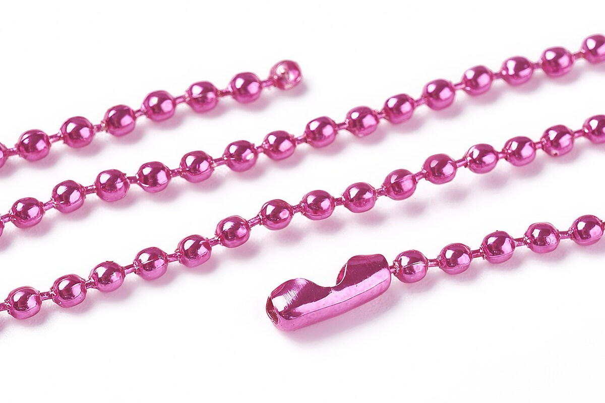 Lant metalic sudat cu bile 2,4mm cu inchizatoare, lungime 70cm - roz violet