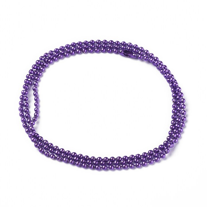 Lant metalic sudat cu bile 2,4mm cu inchizatoare, lungime 70cm - mov