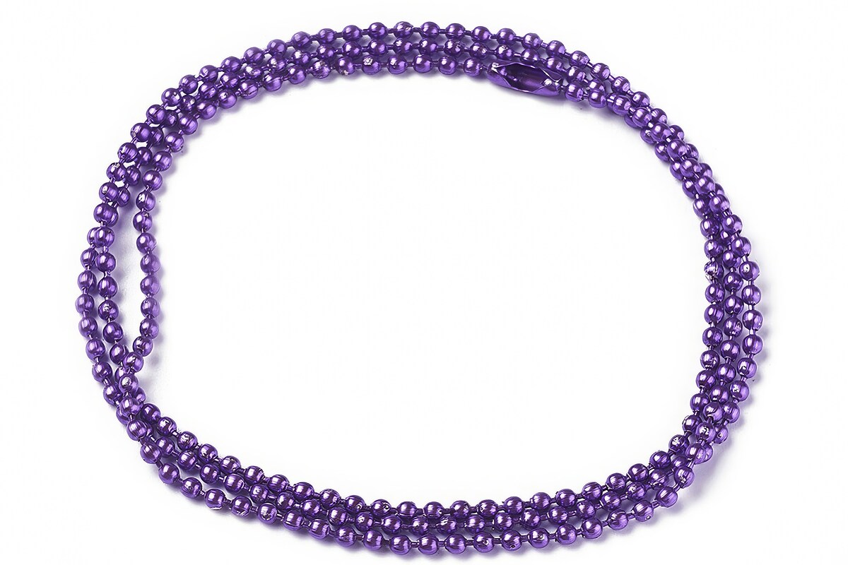 Lant metalic sudat cu bile 2,4mm cu inchizatoare, lungime 70cm - mov