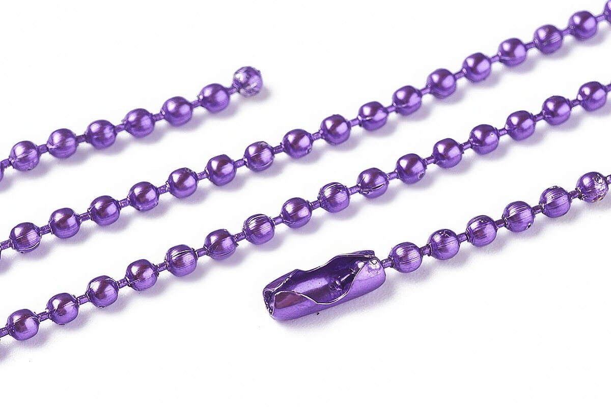 Lant metalic sudat cu bile 2,4mm cu inchizatoare, lungime 70cm - mov