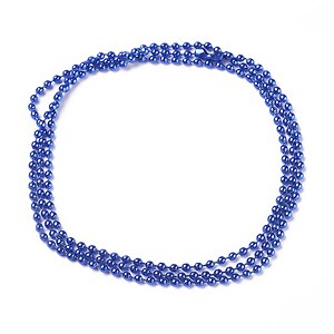 Lant metalic sudat cu bile 2,4mm cu inchizatoare, lungime 70cm - albastru