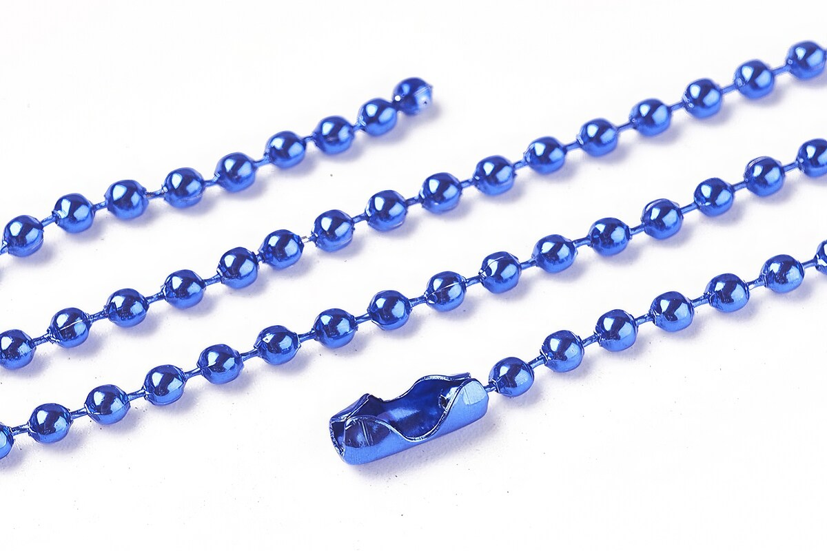 Lant metalic sudat cu bile 2,4mm cu inchizatoare, lungime 70cm - albastru