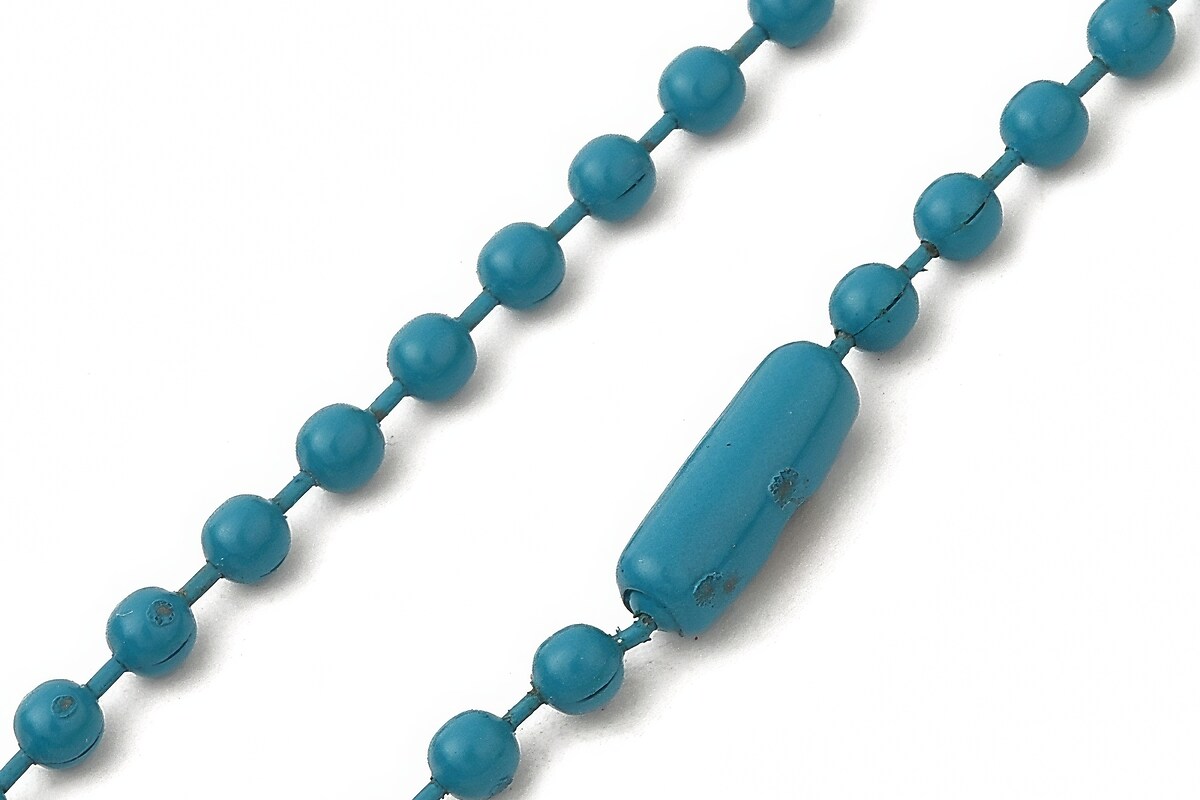 Lant metalic sudat cu bile 2,4mm cu inchizatoare, lungime 70cm - turcoaz mat