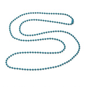 Lant metalic sudat cu bile 2,4mm cu inchizatoare, lungime 70cm - turcoaz mat